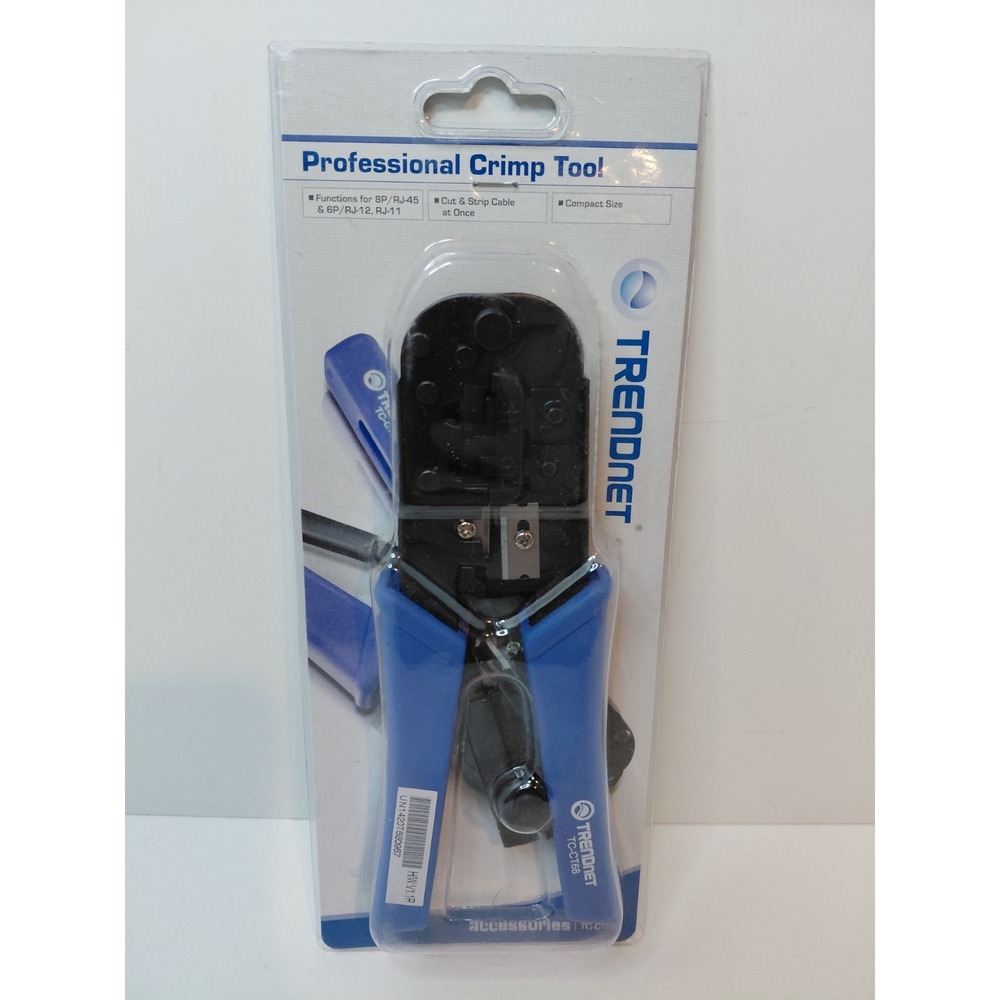 TRENDnet TC-CT68 Crimping Tool RJ45 RJ12‎ RJ11 Cutter Stripper All Steel Black